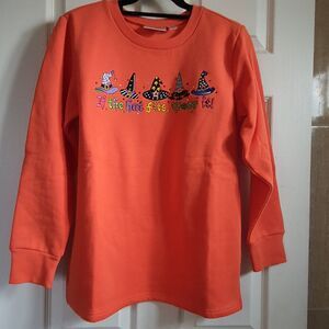 Quacker Factory XS Halloween Witch Hat Sweatshirt Embroidered If The Hat Fits
